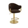 Set of 4 Brown Velvet Adjustable Swivel Bar Stools with Gold Base - Ronnie