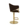 Set of 4 Brown Velvet Adjustable Swivel Bar Stools with Gold Base - Ronnie