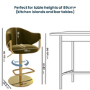 Set of 4 Olive Green Velvet Adjustable Swivel Bar Stools with Gold Base - Ronnie