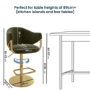 Olive Green Velvet Adjustable Swivel Bar Stool with Gold Base - Ronnie