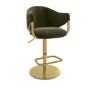 Olive Green Velvet Adjustable Swivel Bar Stool with Gold Base - Ronnie