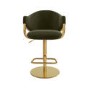 Olive Green Velvet Adjustable Swivel Bar Stool with Gold Base - Ronnie