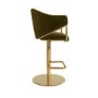 Set of 4 Olive Green Velvet Adjustable Swivel Bar Stools with Gold Base - Ronnie