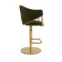 Olive Green Velvet Adjustable Swivel Bar Stool with Gold Base - Ronnie
