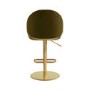 Set of 4 Olive Green Velvet Adjustable Swivel Bar Stools with Gold Base - Ronnie