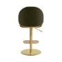 Olive Green Velvet Adjustable Swivel Bar Stool with Gold Base - Ronnie