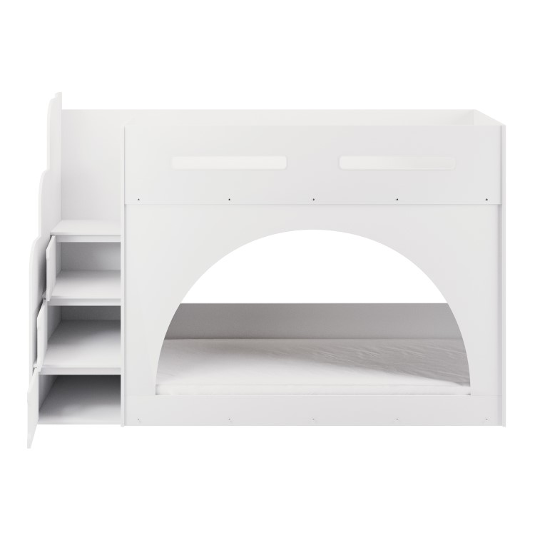 White Bunk Bed with Stairs and Storage - Rossa