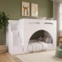 White Bunk Bed with Stairs and Storage - Rossa