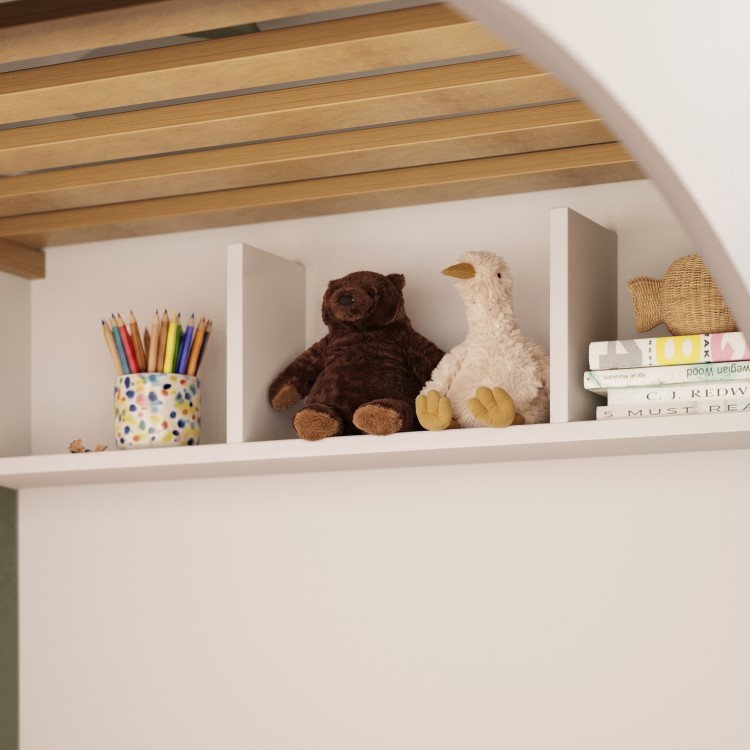White Bunk Bed with Stairs and Storage - Rossa