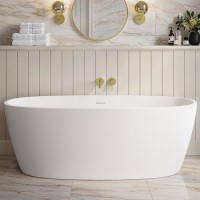 GRADE A1 - Matt White Freestanding Double Ended Bath 1700 x 760mm - Rosa