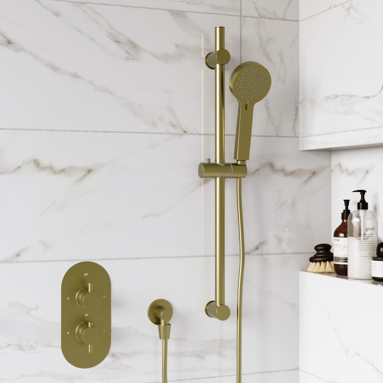 GRADE A1 - Brushed Brass 3 Function Round Slide Rail Kit - Arissa