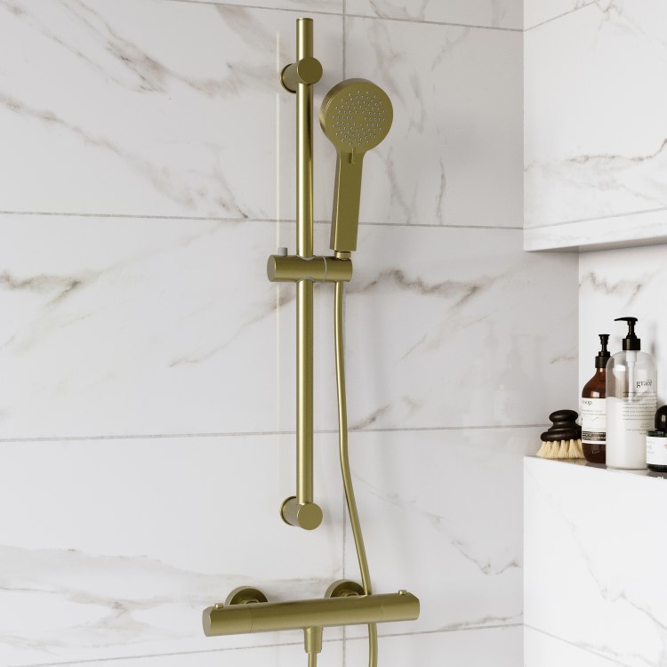 GRADE A1 - Brushed Brass 3 Function Round Slide Rail Kit - Arissa
