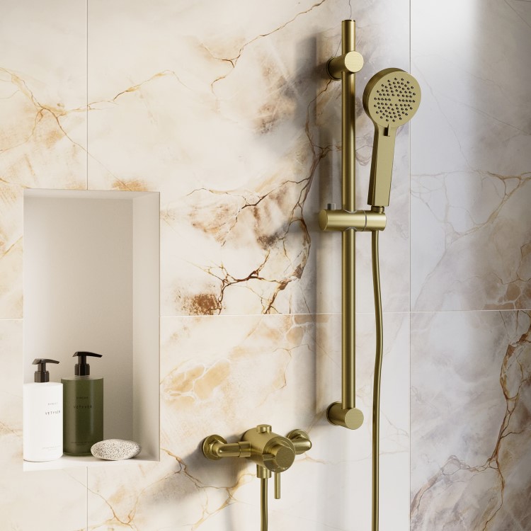 GRADE A1 - Brushed Brass 3 Function Round Slide Rail Kit - Arissa