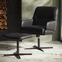 Black Faux Leather Recliner Armchair and Footstool - Rowan