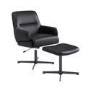 Black Faux Leather Accent Chair with Footstool - Rowan