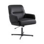 Black Faux Leather Accent Chair with Footstool - Rowan
