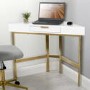 White Gloss Corner Desk with Storage Drawer - Roxy