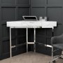 White Marble Effect Corner Desk with Drawer - Roxy