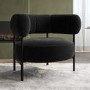 Black Velvet Curved Armchair - Romy