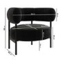 Black Velvet Curved Armchair - Romy