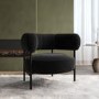 Black Velvet Curved Armchair - Romy