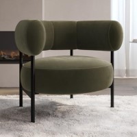 Green Velvet Curved Armchair - Romy Green Velvet Curved Armchair - Romy