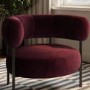 Burgundy Velvet Curved Accent Chair - Romy
