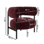 Burgundy Velvet Curved Accent Chair - Romy
