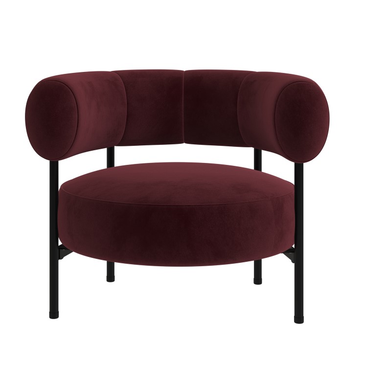 Burgundy Velvet Curved Accent Chair - Romy
