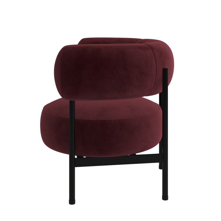 Burgundy Velvet Curved Accent Chair - Romy