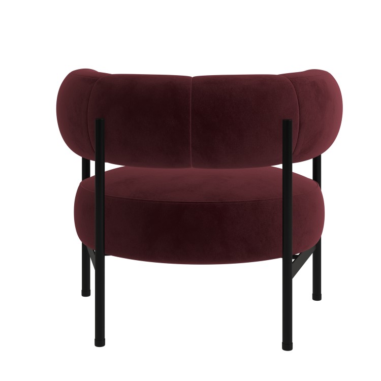 Burgundy Velvet Curved Accent Chair - Romy