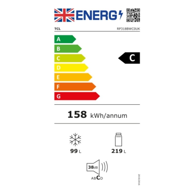 TCL P Series 318 Litre 70/30 Freestanding Fridge Freezer - White