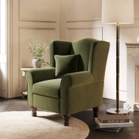 Olive Green Velvet Wingback Armchair - Rupert