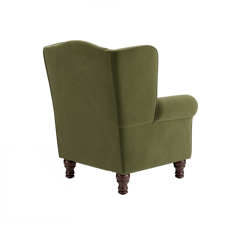 Olive Green Velvet Wingback Armchair - Rupert