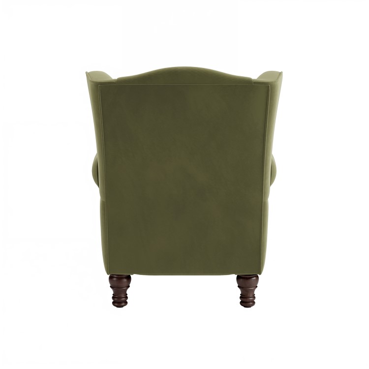 Olive Green Velvet Wingback Armchair - Rupert