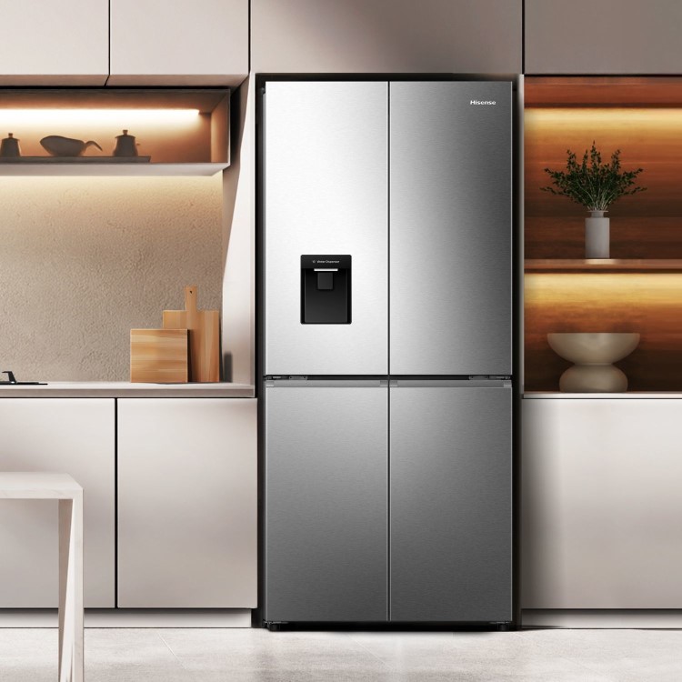 Hisense PureFlat Slim 482 Litre Four Door American Fridge Freezer - Silver