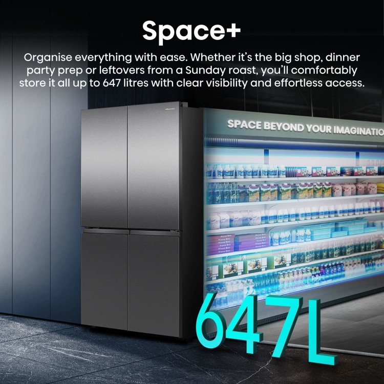 Hisense PureFlex 640 Litre Four Door American Fridge Freezer - Grey