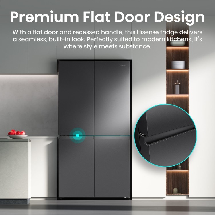 Hisense PureFlex 640 Litre Four Door American Fridge Freezer - Grey