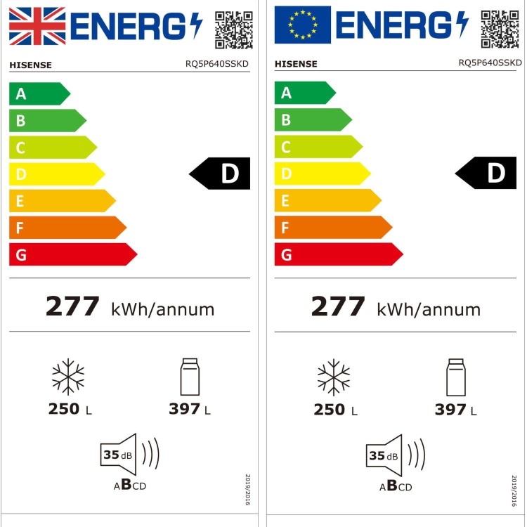 Hisense PureFlex 640 Litre Four Door American Fridge Freezer - Grey
