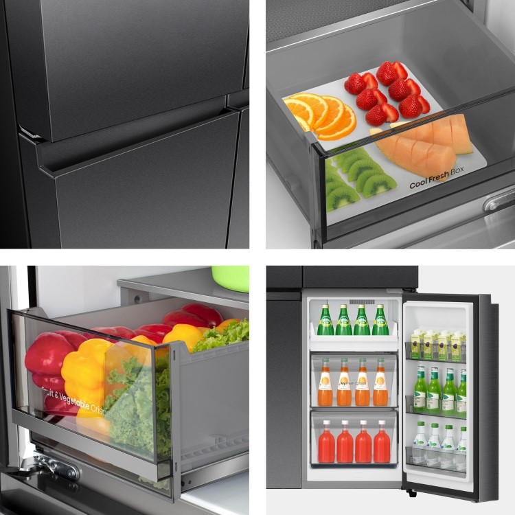 Hisense PureFlex 640 Litre Four Door American Fridge Freezer - Grey