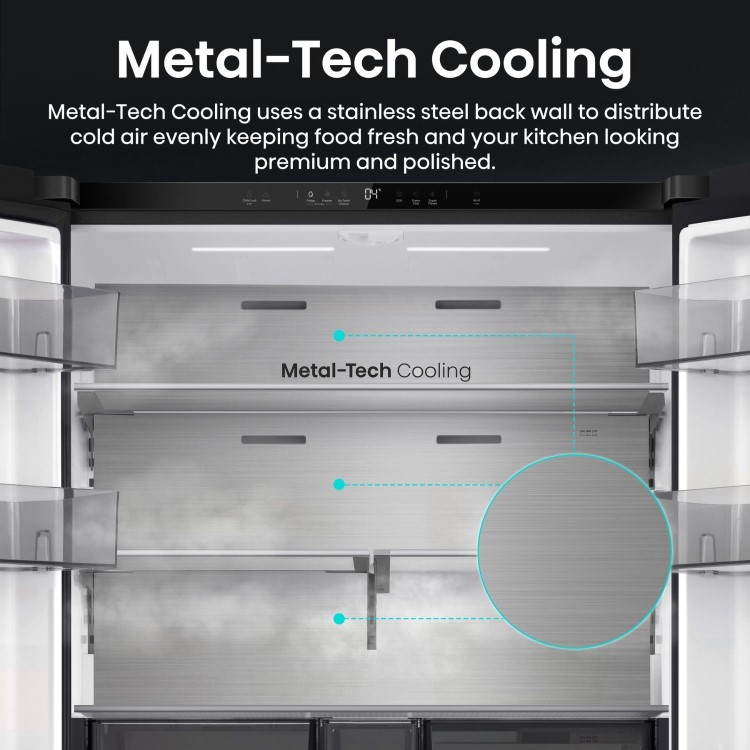 Hisense PureFlex 640 Litre Four Door American Fridge Freezer - Grey