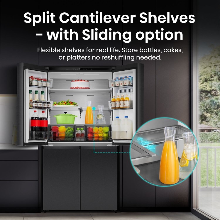 Hisense PureFlex 640 Litre Four Door American Fridge Freezer - Grey