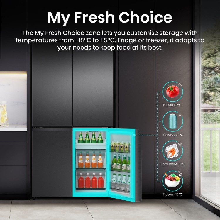 Hisense PureFlex 640 Litre Four Door American Fridge Freezer - Grey