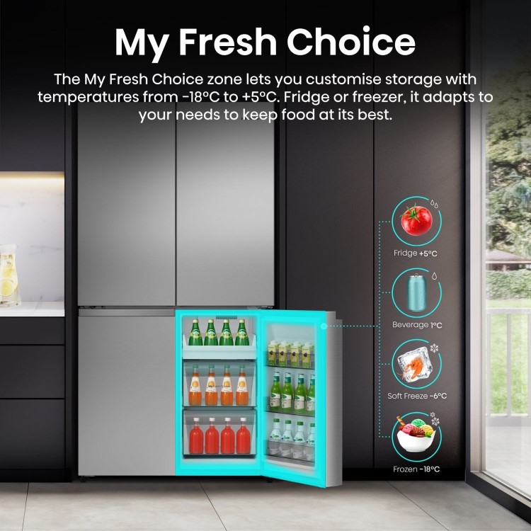Hisense PureFlex 640 Litre Four Door American Fridge Freezer - Silver