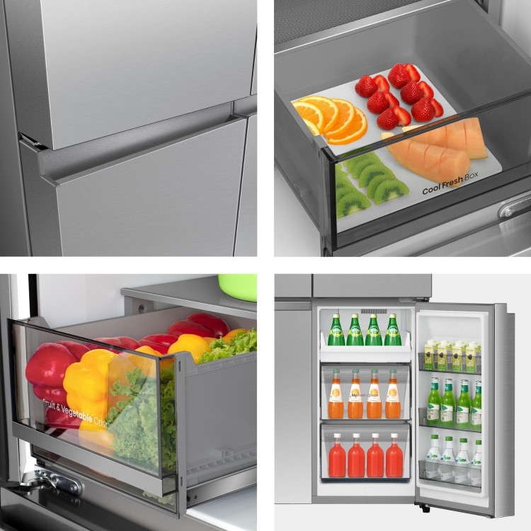 Hisense PureFlex 640 Litre Four Door American Fridge Freezer - Silver