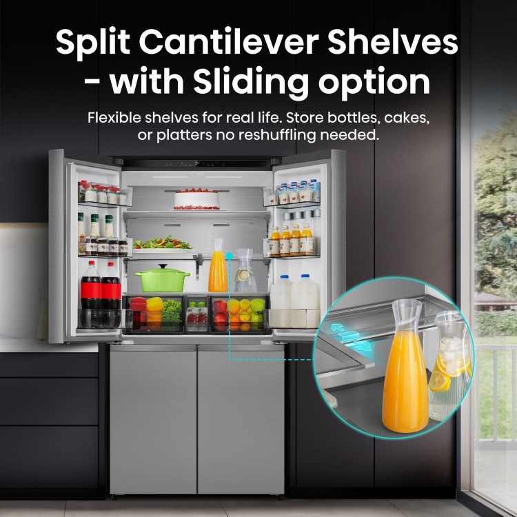 Hisense PureFlex 640 Litre Four Door American Fridge Freezer - Silver