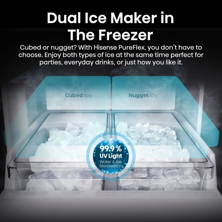 Hisense PureFlex 640 Litre Four Door American Fridge Freezer - Stainless Steel