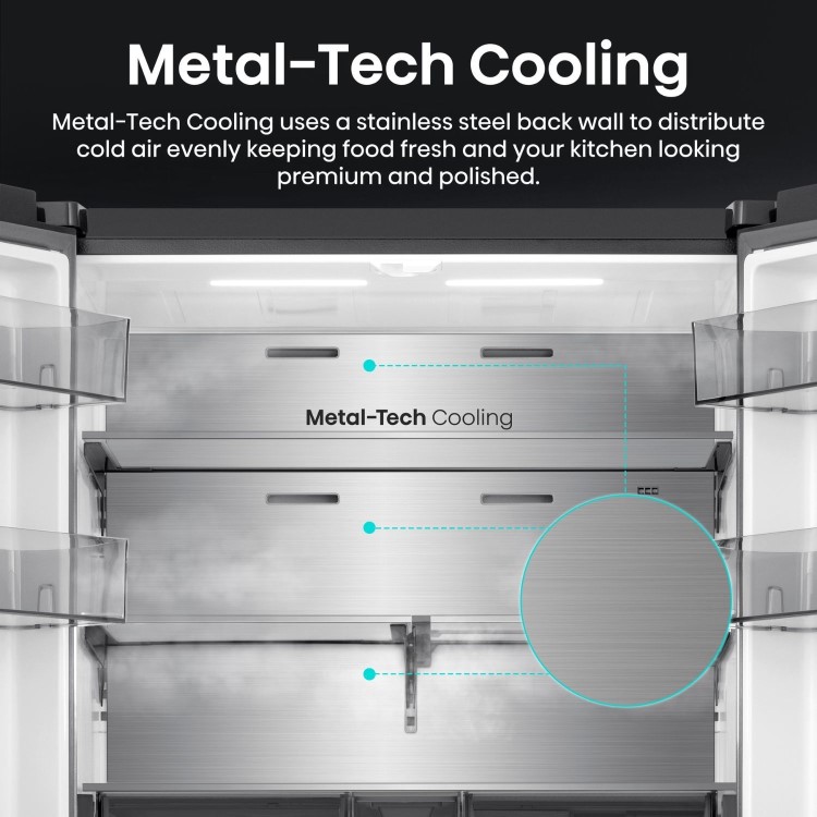 Hisense PureFlex 640 Litre Four Door American Fridge Freezer - Stainless Steel
