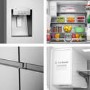 Hisense 584 Litre 4 Door American Fridge Freezer Non Plumbed Water Dispenser - Grey