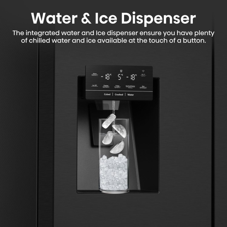 Hisense PureFlat 584 Litre Four Door American Fridge Freezer - Black
